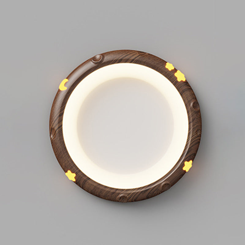 Contemporary Retro Kids Round Star Iron Acrylic LED Flush Mount Ceiling Light for Bedroom, Modern Nursery Lighting Fixture, Stylish Children's Room Decor, Energy-Efficient Ceiling Light, Star Design Bedroom Illumination, Fun Kids Lighting, Playful Home De