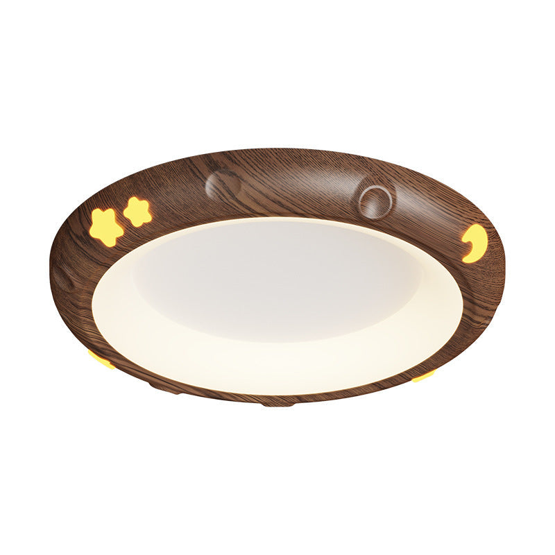 Contemporary Retro Kids Round Star Iron Acrylic LED Flush Mount Ceiling Light for Bedroom, Modern Nursery Lighting Fixture, Stylish Children's Room Decor, Energy-Efficient Ceiling Light, Star Design Bedroom Illumination, Fun Kids Lighting, Playful Home De