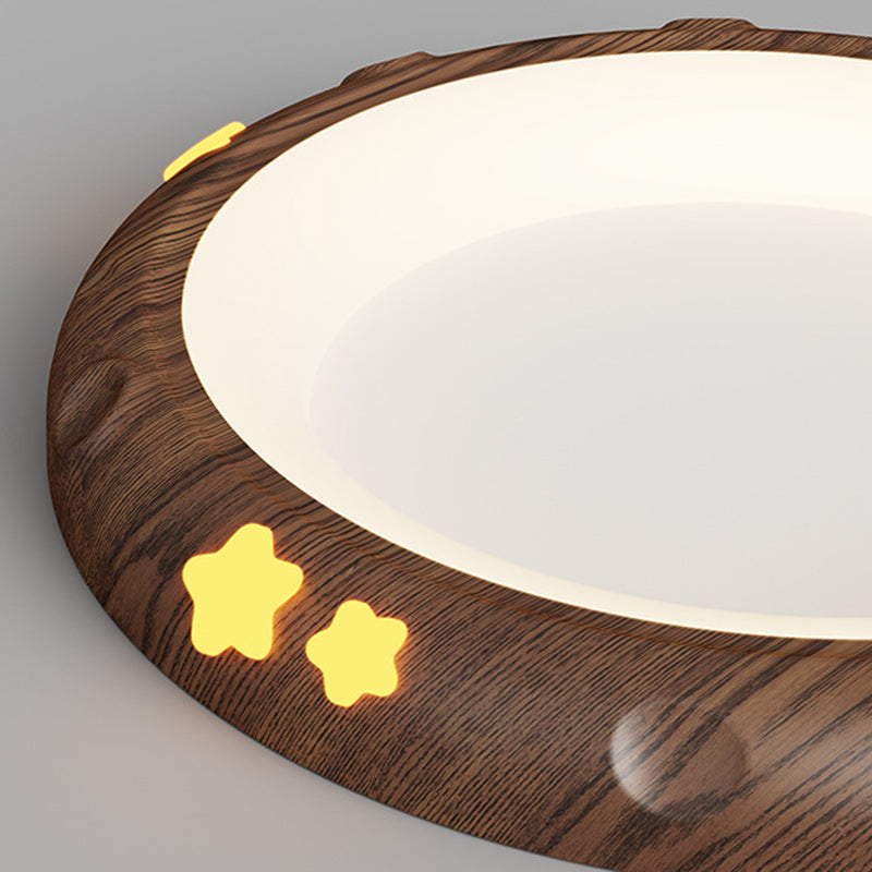 Contemporary Retro Kids Round Star Iron Acrylic LED Flush Mount Ceiling Light for Bedroom, Modern Nursery Lighting Fixture, Stylish Children's Room Decor, Energy-Efficient Ceiling Light, Star Design Bedroom Illumination, Fun Kids Lighting, Playful Home De