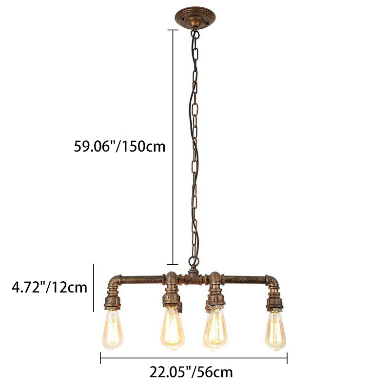 Contemporary Industrial Iron Water Pipe 6-Light Chandelier for Dining Room