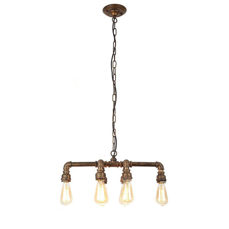 Contemporary Industrial Iron Water Pipe 6-Light Chandelier for Dining Room
