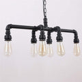 Contemporary Industrial Iron Water Pipe 6-Light Chandelier for Dining Room
