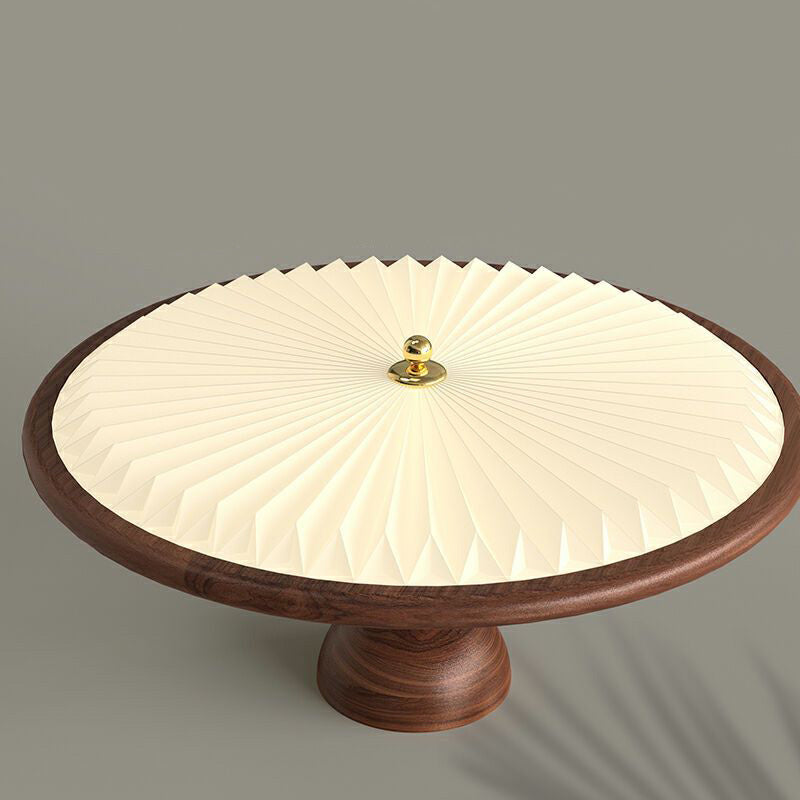 Vintage Iron Acrylic Round Pleated LED Semi-Flush Mount Ceiling Light for Bedroom