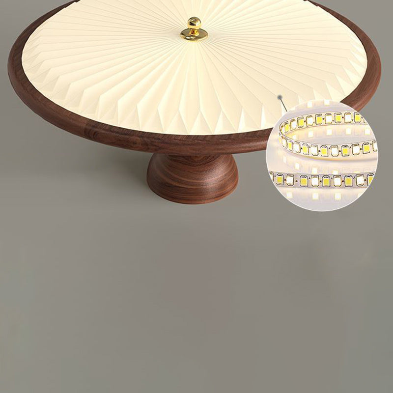 Vintage Iron Acrylic Round Pleated LED Semi-Flush Mount Ceiling Light for Bedroom