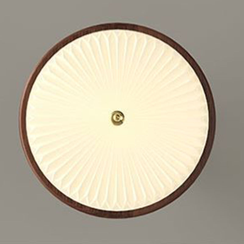 Vintage Iron Acrylic Round Pleated LED Semi-Flush Mount Ceiling Light for Bedroom