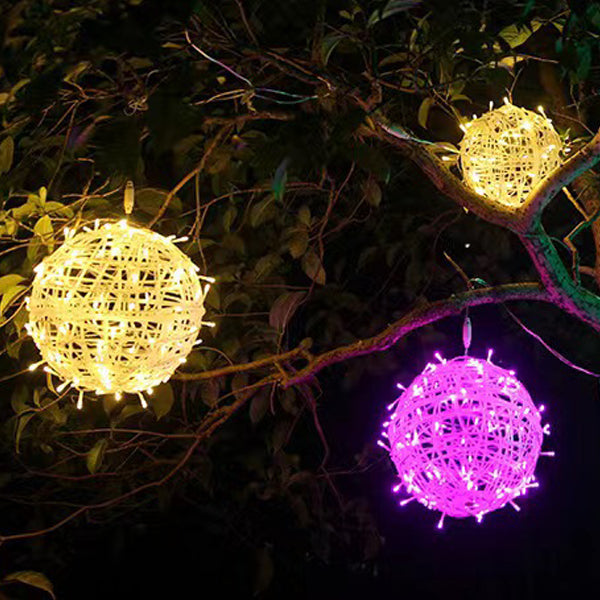 Modern Art Deco LED Outdoor Pendant Light - Waterproof PVC Hanging Ball Decoration for Garden