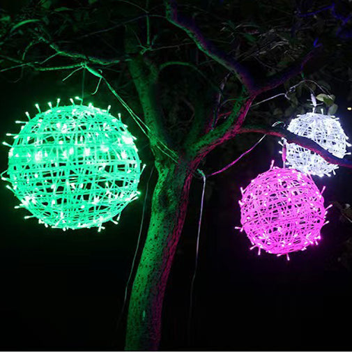 Modern Art Deco LED Outdoor Pendant Light - Waterproof PVC Hanging Ball Decoration for Garden