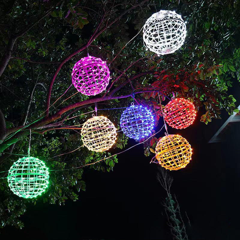 Modern Art Deco LED Outdoor Pendant Light - Waterproof PVC Hanging Ball Decoration for Garden