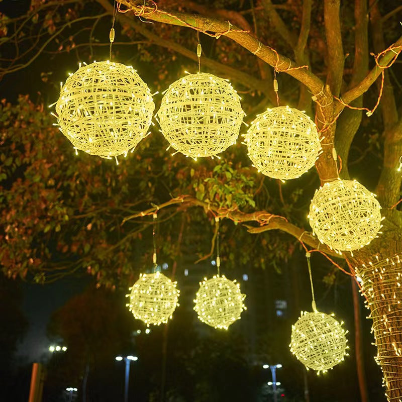 Modern Art Deco LED Outdoor Pendant Light - Waterproof PVC Hanging Ball Decoration for Garden
