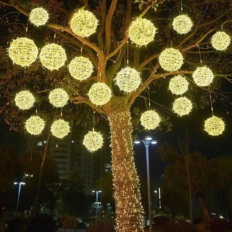 Modern Art Deco LED Outdoor Pendant Light - Waterproof PVC Hanging Ball Decoration for Garden