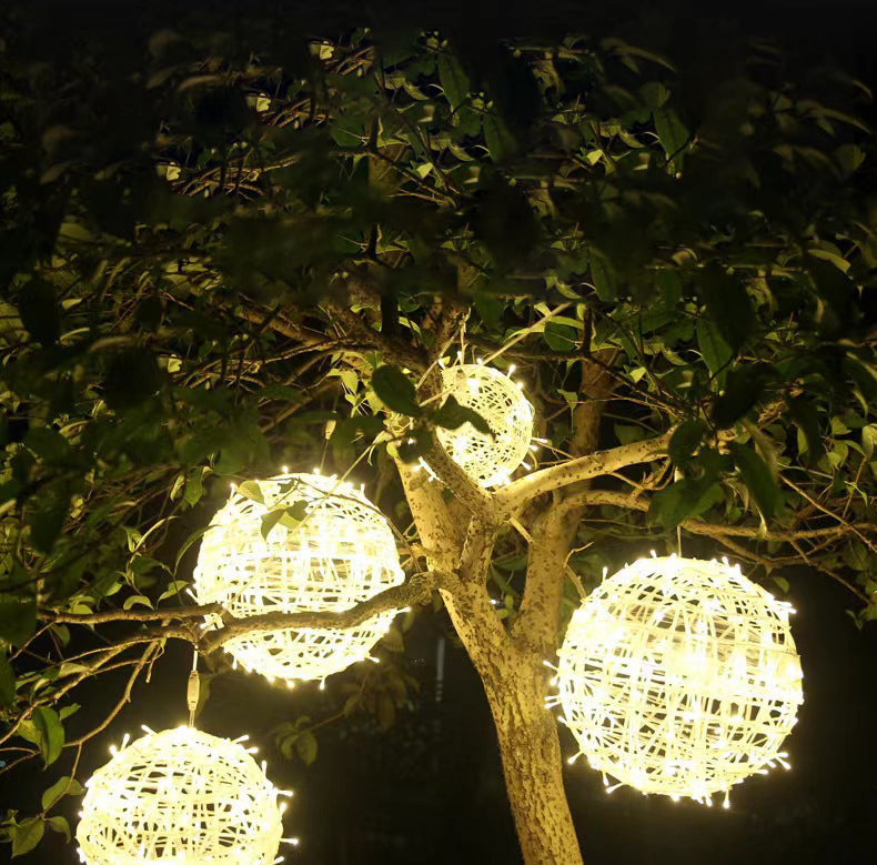 Modern Art Deco LED Outdoor Pendant Light - Waterproof PVC Hanging Ball Decoration for Garden
