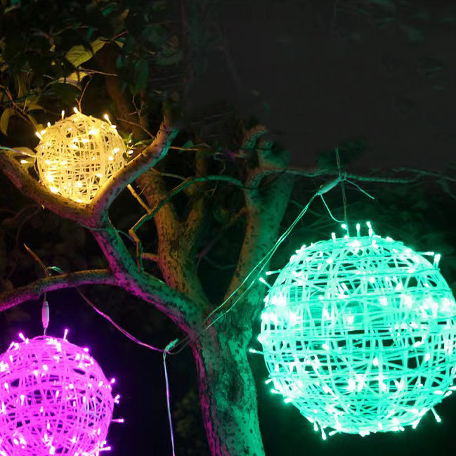 Modern Art Deco LED Outdoor Pendant Light - Waterproof PVC Hanging Ball Decoration for Garden