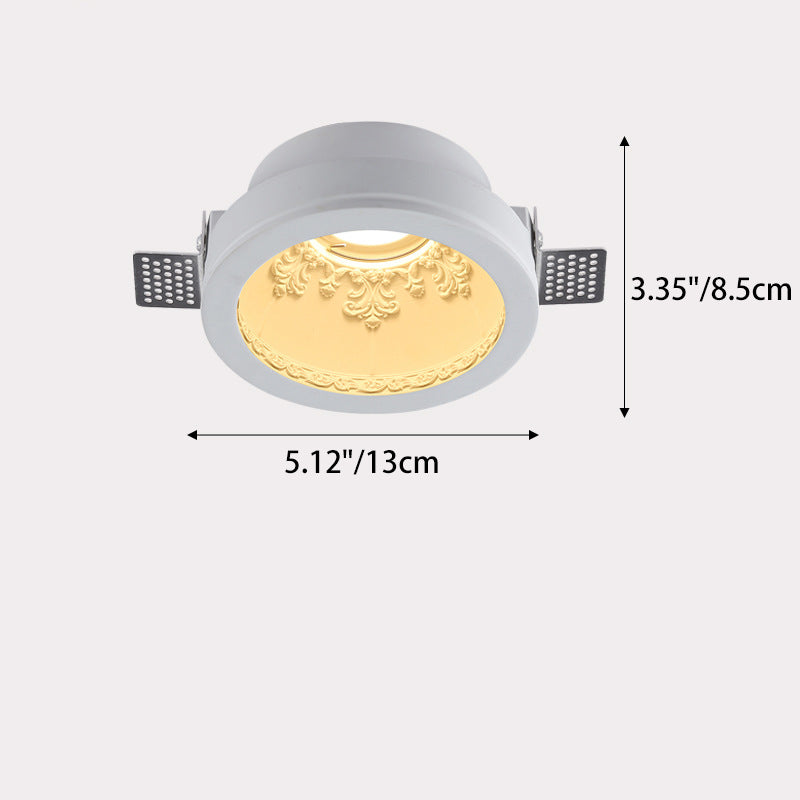 Traditional French Plaster Aluminum Round Carved Recessed Flush Mount Ceiling Light | Spotlights for Hallway Decor