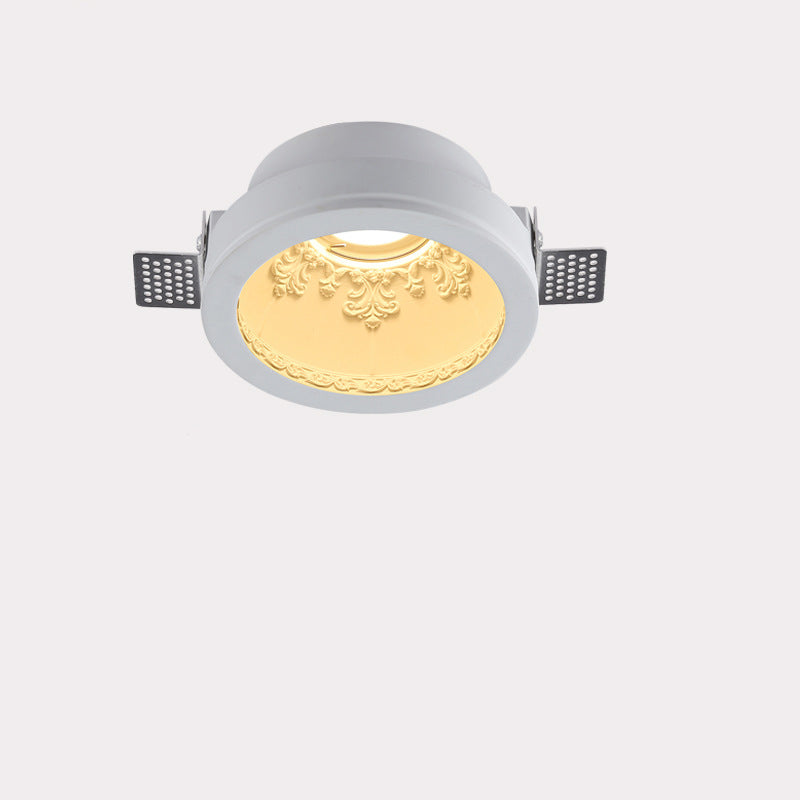 Traditional French Plaster Aluminum Round Carved Recessed Flush Mount Ceiling Light | Spotlights for Hallway Decor
