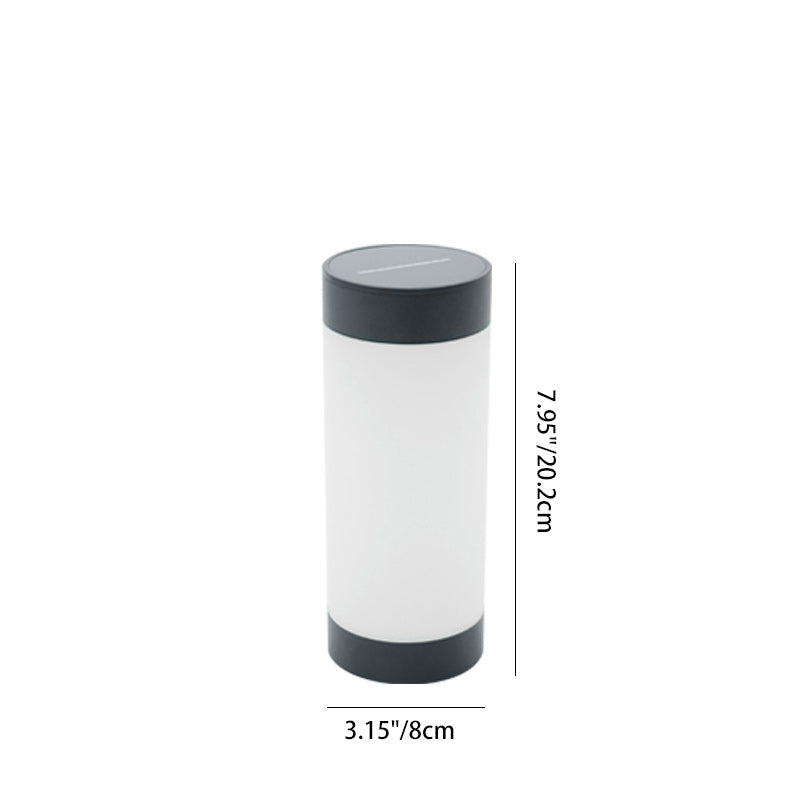 Modern Minimalist Solar Waterproof LED Outdoor Table Lamp - Stainless Steel & Plastic Glass Cylinder for Patio