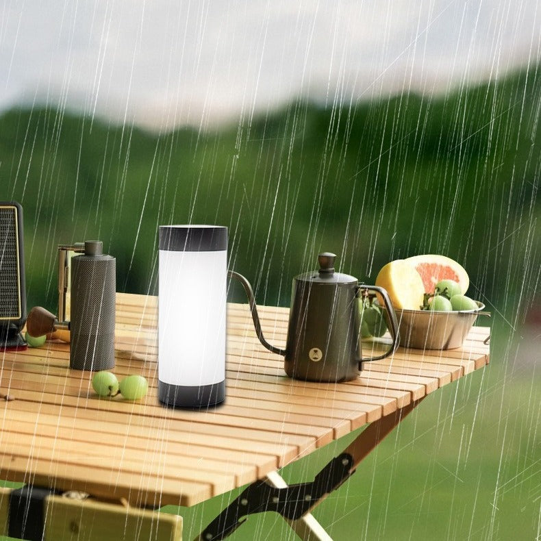 Modern Minimalist Solar Waterproof LED Outdoor Table Lamp - Stainless Steel & Plastic Glass Cylinder for Patio