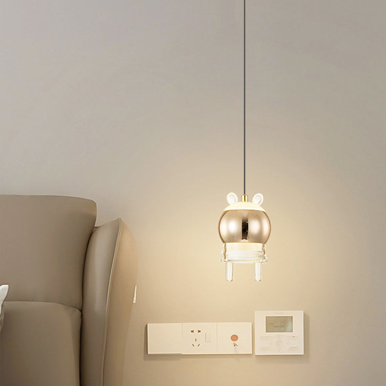 Contemporary Kids LED Pendant Light, Liftable Cartoon Model Bedside Lamp, Acrylic Iron Aluminum Fixture, Modern Children's Room Lighting, Fun Decorative Light for Kids' Bedroom, Stylish Nightstand Light, Colorful Illumination for Playroom, Unique Gift for