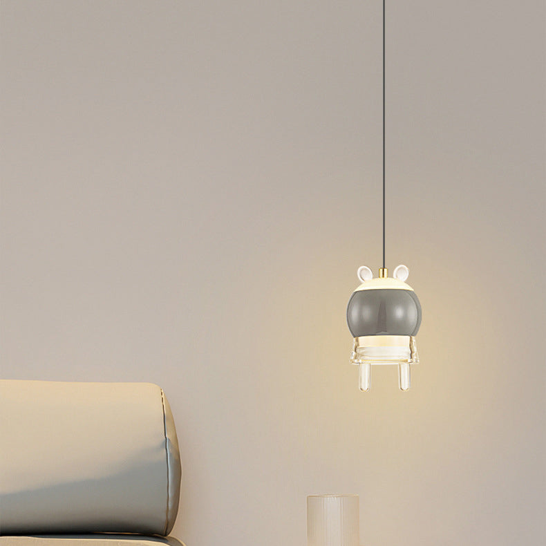 Contemporary Kids LED Pendant Light, Liftable Cartoon Model Bedside Lamp, Acrylic Iron Aluminum Fixture, Modern Children's Room Lighting, Fun Decorative Light for Kids' Bedroom, Stylish Nightstand Light, Colorful Illumination for Playroom, Unique Gift for