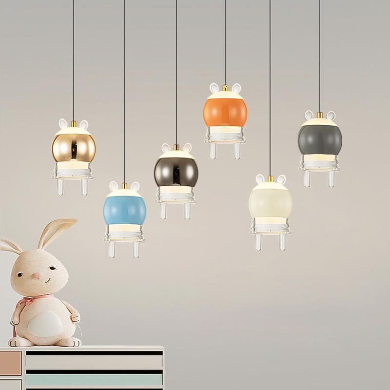 Contemporary Kids LED Pendant Light, Liftable Cartoon Model Bedside Lamp, Acrylic Iron Aluminum Fixture, Modern Children's Room Lighting, Fun Decorative Light for Kids' Bedroom, Stylish Nightstand Light, Colorful Illumination for Playroom, Unique Gift for