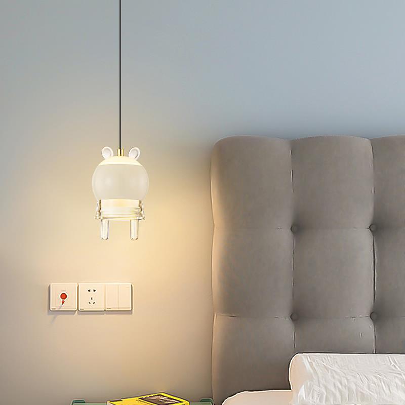 Contemporary Kids LED Pendant Light, Liftable Cartoon Model Bedside Lamp, Acrylic Iron Aluminum Fixture, Modern Children's Room Lighting, Fun Decorative Light for Kids' Bedroom, Stylish Nightstand Light, Colorful Illumination for Playroom, Unique Gift for