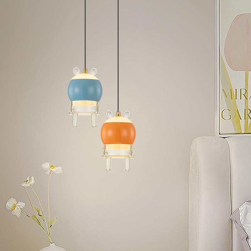 Contemporary Kids LED Pendant Light, Liftable Cartoon Model Bedside Lamp, Acrylic Iron Aluminum Fixture, Modern Children's Room Lighting, Fun Decorative Light for Kids' Bedroom, Stylish Nightstand Light, Colorful Illumination for Playroom, Unique Gift for