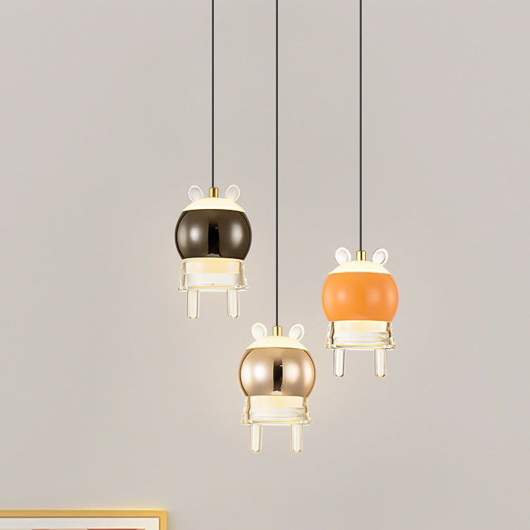 Contemporary Kids LED Pendant Light, Liftable Cartoon Model Bedside Lamp, Acrylic Iron Aluminum Fixture, Modern Children's Room Lighting, Fun Decorative Light for Kids' Bedroom, Stylish Nightstand Light, Colorful Illumination for Playroom, Unique Gift for