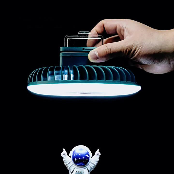 Rechargeable Waterproof LED Camping Fan Light - Magnetic Hanging Design for Outdoor Patio