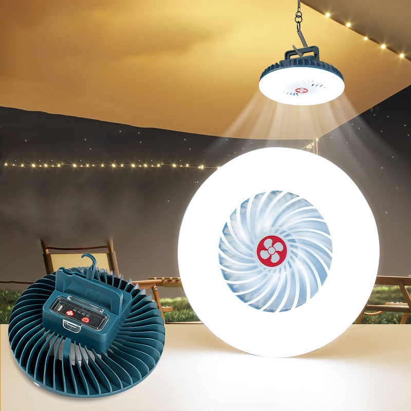 Rechargeable Waterproof LED Camping Fan Light - Magnetic Hanging Design for Outdoor Patio