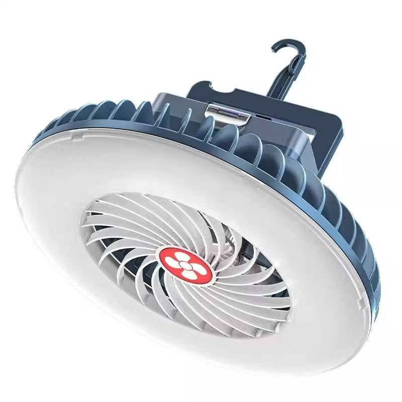 Rechargeable Waterproof LED Camping Fan Light - Magnetic Hanging Design for Outdoor Patio
