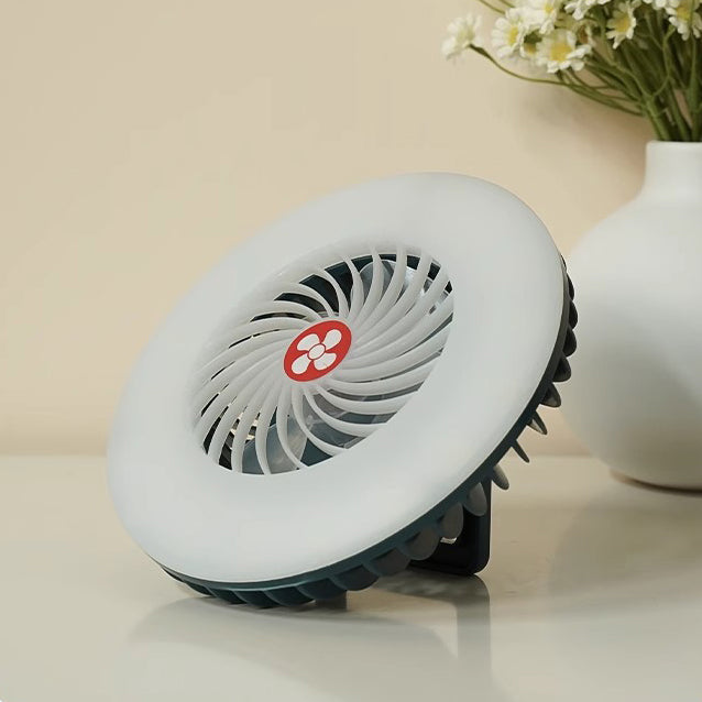 Rechargeable Waterproof LED Camping Fan Light - Magnetic Hanging Design for Outdoor Patio