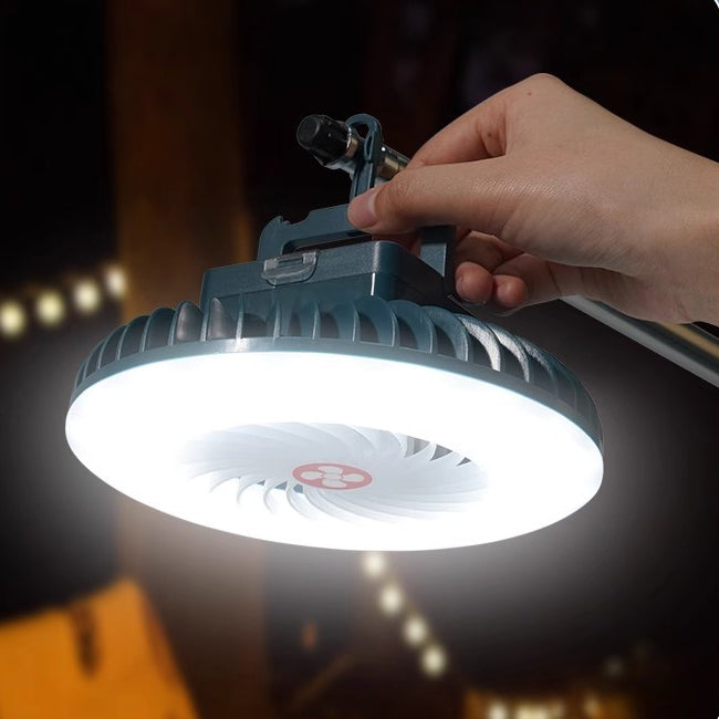 Rechargeable Waterproof LED Camping Fan Light - Magnetic Hanging Design for Outdoor Patio