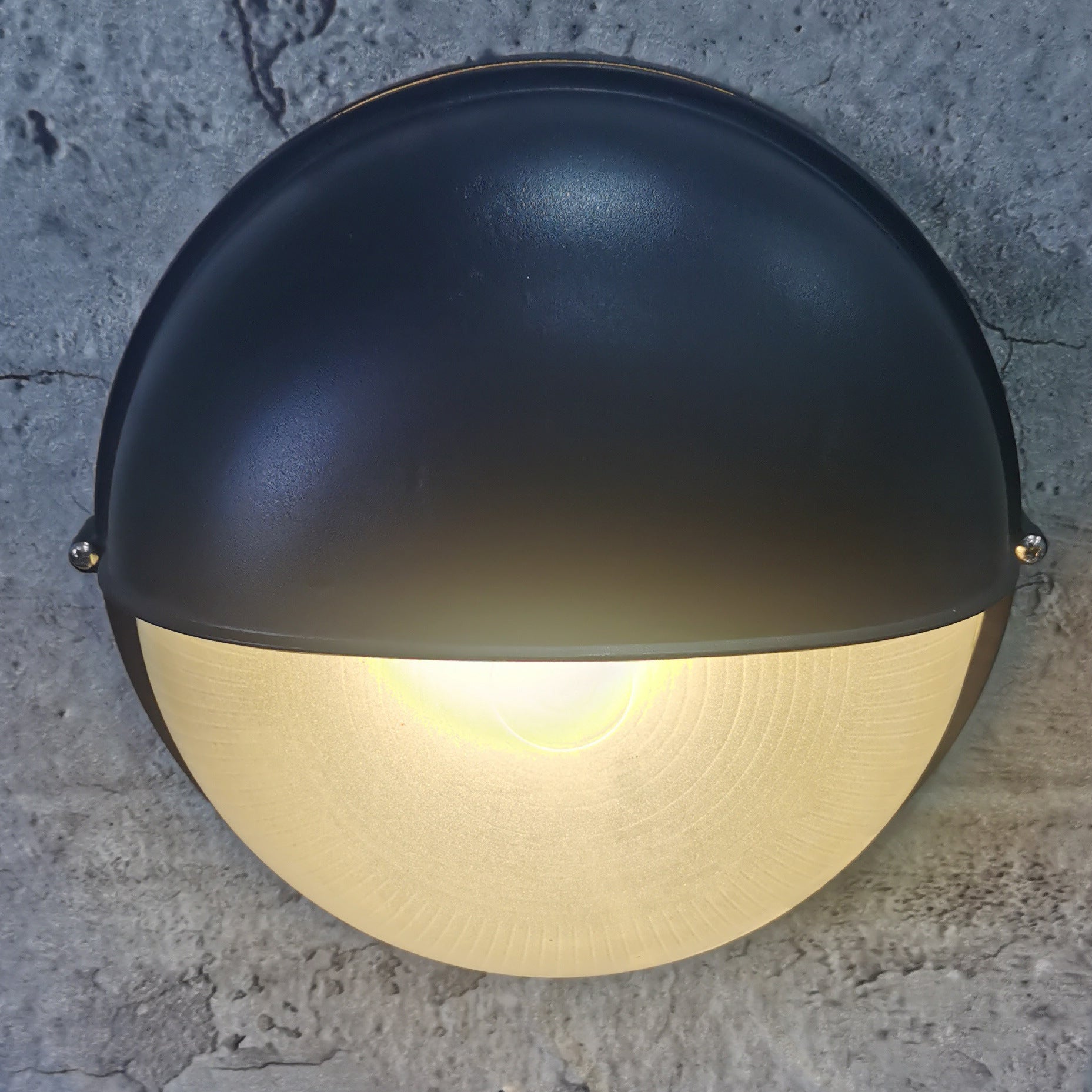 Contemporary Waterproof Aluminum Frosted Glass Round Outdoor Wall Sconce Lamp
