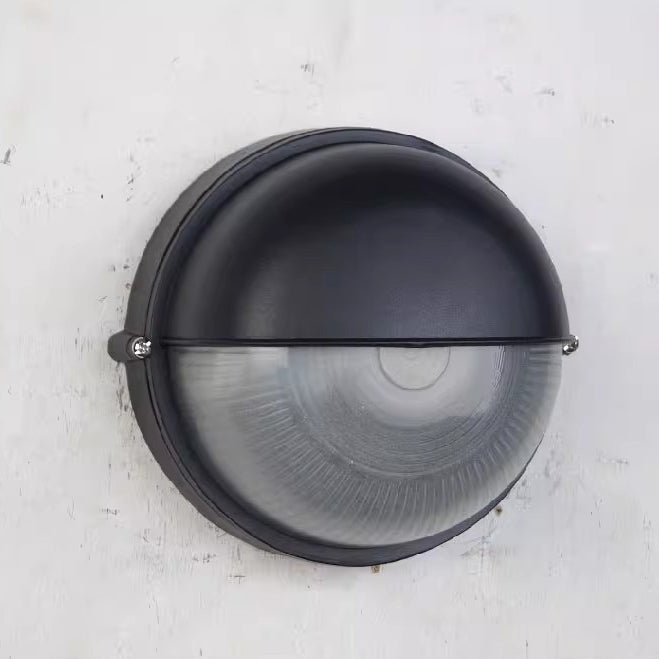 Contemporary Waterproof Aluminum Frosted Glass Round Outdoor Wall Sconce Lamp