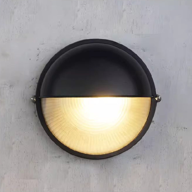 Contemporary Waterproof Aluminum Frosted Glass Round Outdoor Wall Sconce Lamp
