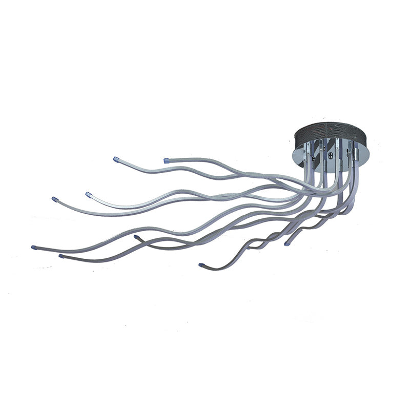 Contemporary Wave LED Semi-Flush Mount Ceiling Light for Living Room, Aluminum & Acrylic Design