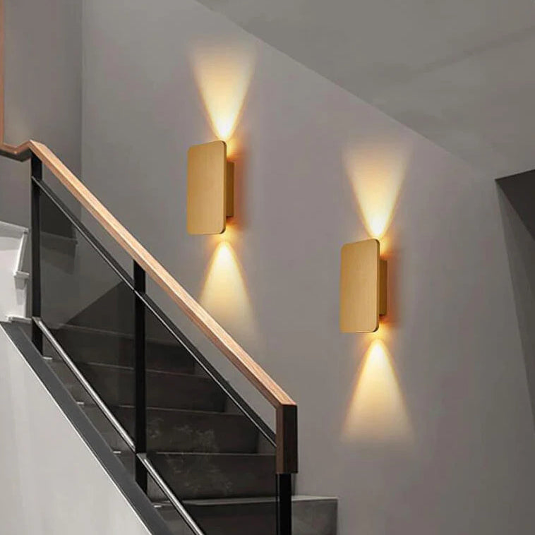 Nordic Minimalist Aluminum 2-Light LED Wall Sconce - Rectangular Flat Panel Lamp