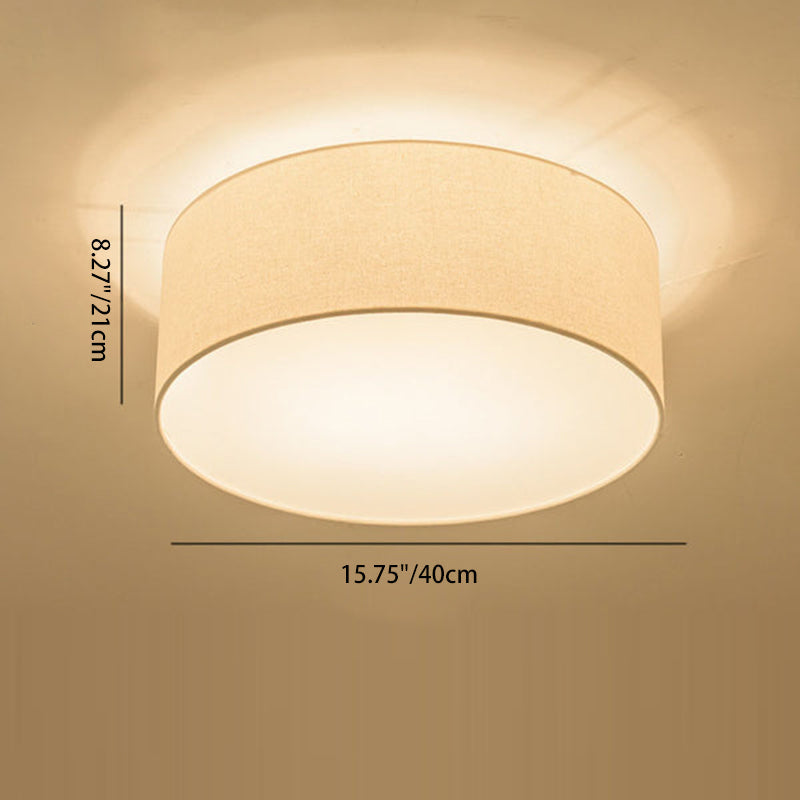 Modern Minimalist Round Drum Flush Mount Ceiling Light - Iron & Fabric 3/5 Light for Living Room
