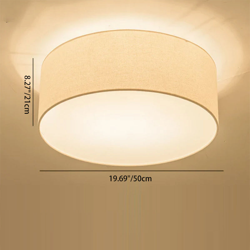 Modern Minimalist Round Drum Flush Mount Ceiling Light - Iron & Fabric 3/5 Light for Living Room