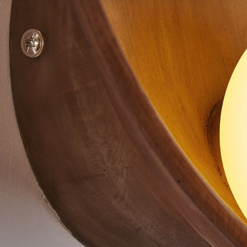 Modern Minimalist Round Iron Resin Wall Sconce Lamp - 1-Light Design, Industrial Style Lighting, Contemporary Home Decor, Elegant Indoor Fixture