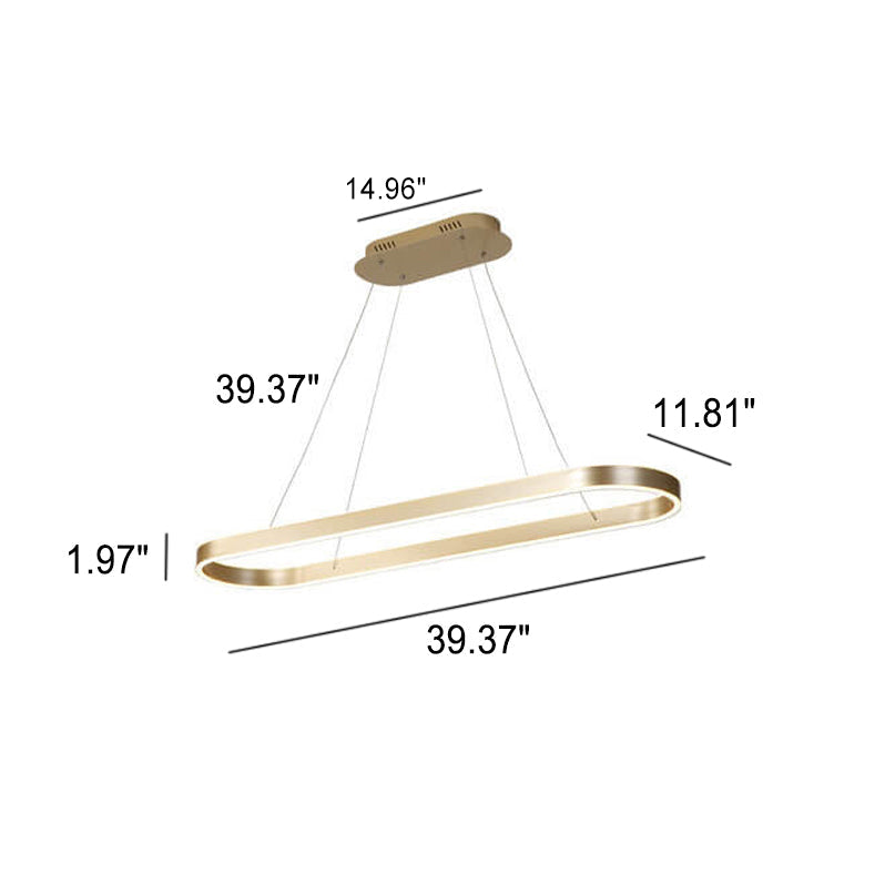 Modern Minimalist Oval Aluminum LED Chandelier - Light Luxury Lighting Fixture