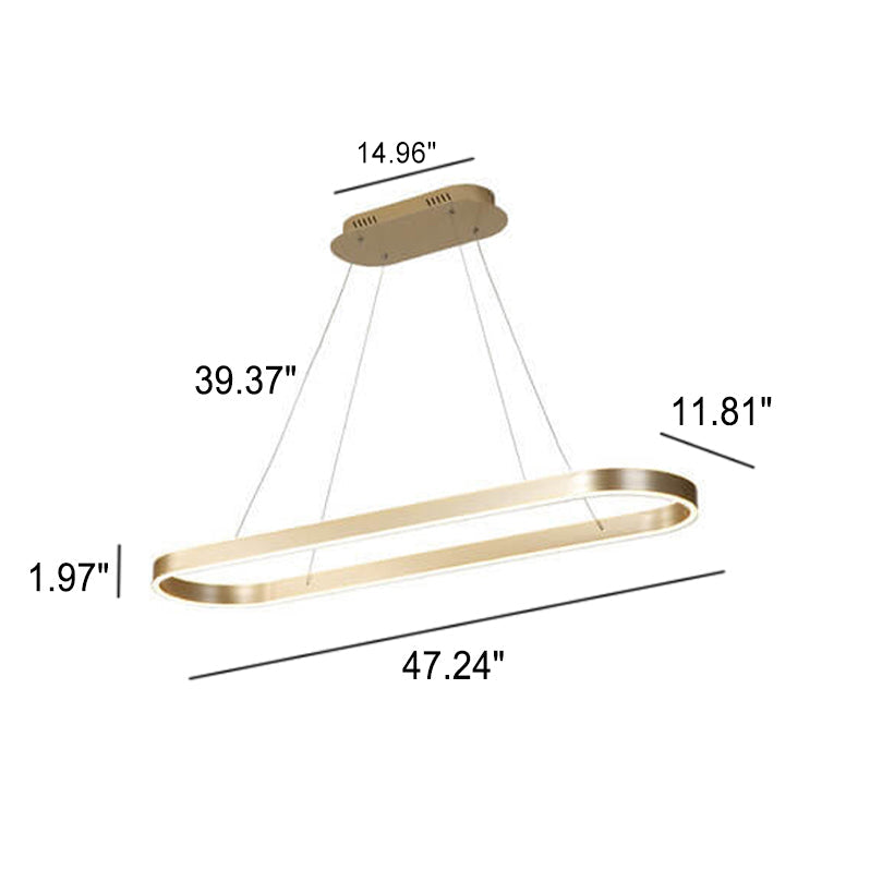 Modern Minimalist Oval Aluminum LED Chandelier - Light Luxury Lighting Fixture