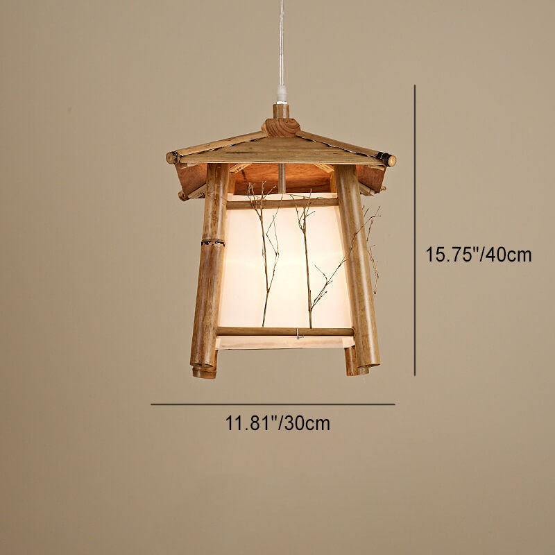 Japanese Rustic Vintage Bamboo Weaving Pendant Light 1-Light Fixture