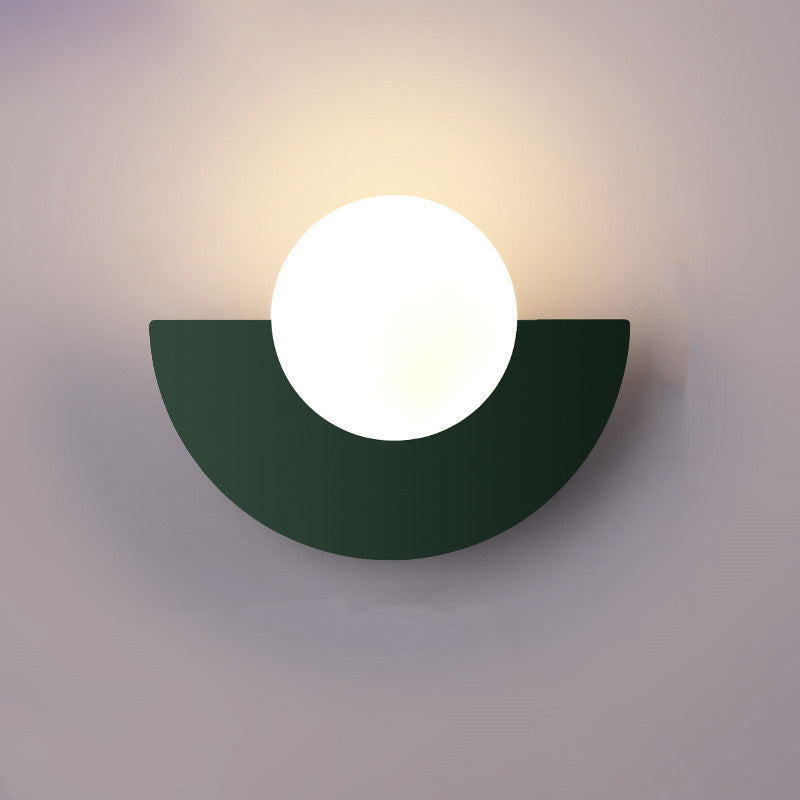 Modern Minimalist Glass Spherical Colorful Semicircle Wall Sconce Lamp