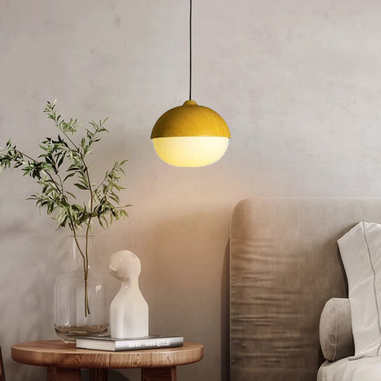 Modern Beige Nut Globe Pendant Light - 1-Light Fixture for Home Decor, Contemporary Ceiling Lighting, Stylish Pendant Lamp, Living Room, Kitchen, Dining Room Lighting