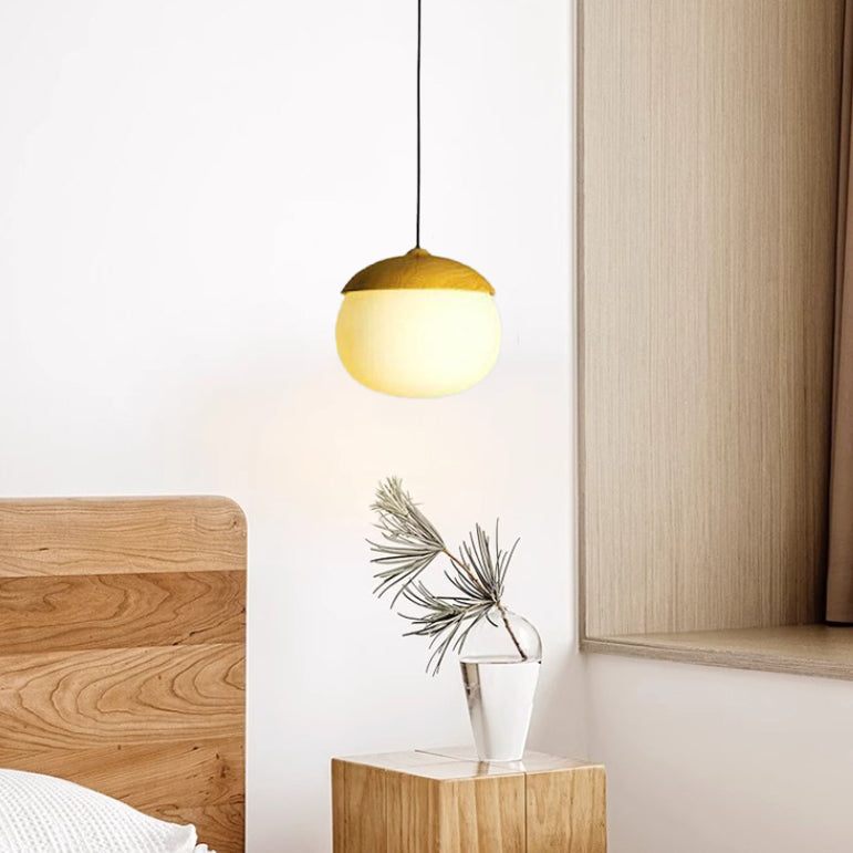 Modern Beige Nut Globe Pendant Light - 1-Light Fixture for Home Decor, Contemporary Ceiling Lighting, Stylish Pendant Lamp, Living Room, Kitchen, Dining Room Lighting