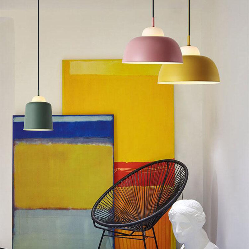 Nordic Macaron Aluminum 1-Light Dome Pendant Light