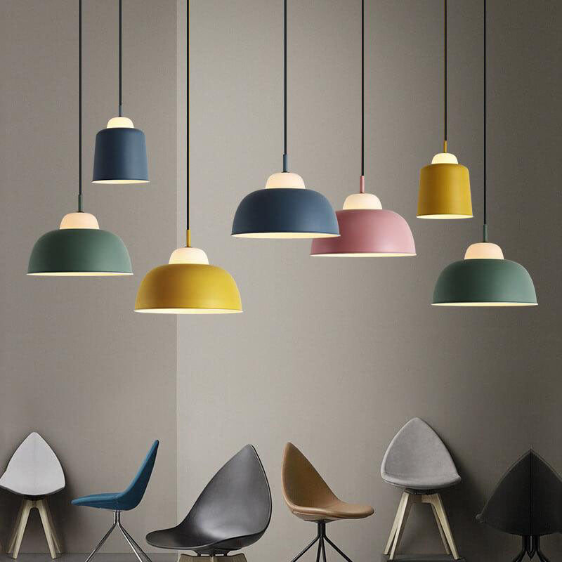 Nordic Macaron Aluminum 1-Light Dome Pendant Light