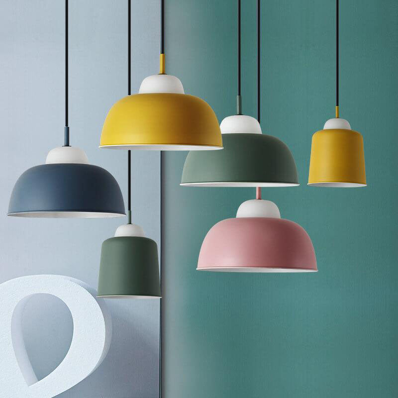 Nordic Macaron Aluminum 1-Light Dome Pendant Light