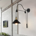 Retro Industrial Wrought Iron Pulley Wall Sconce Lamp - Vintage Lighting Fixture
