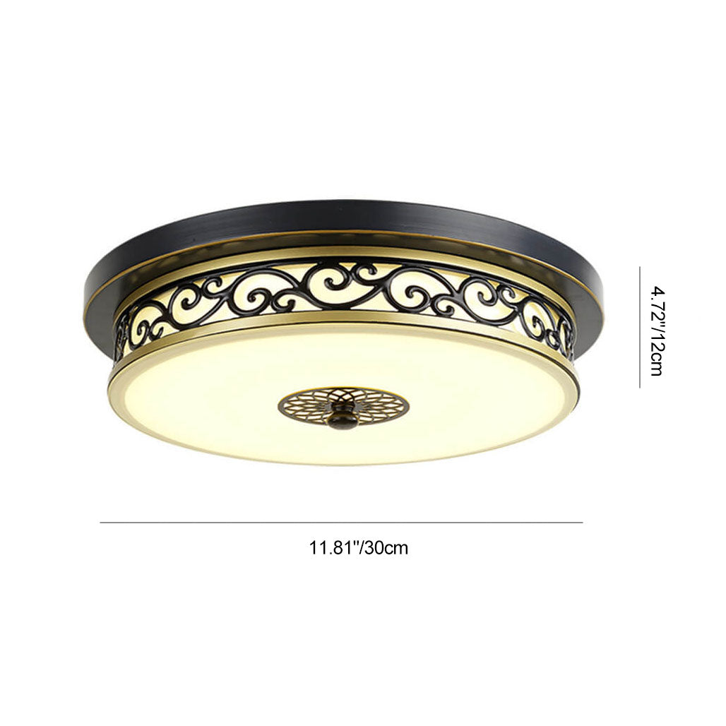 Vintage Circle Patterned Edge Iron LED Flush Mount Light